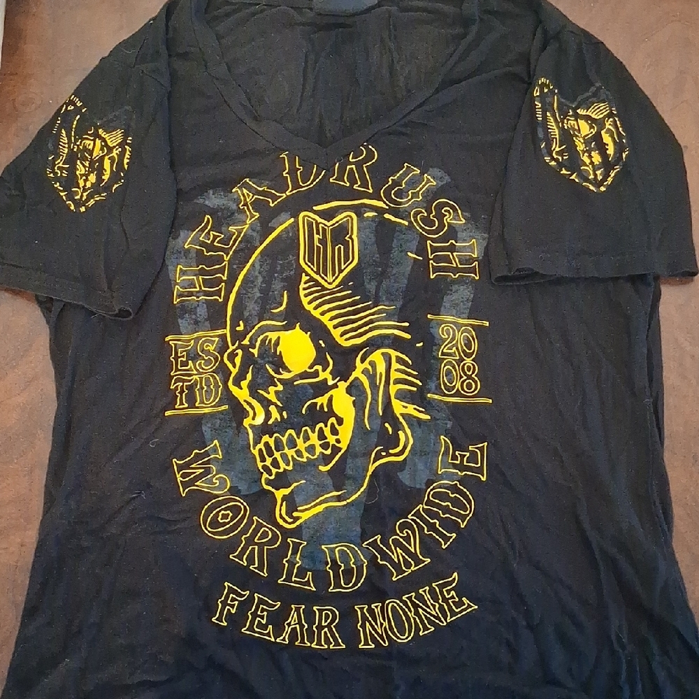 Headrush Black and Gold Graphic Skull Women's Tee 6489